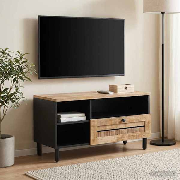 Ladustamiskapid Pruun ja must 80 × 33,5 × 46 cm Tugev mango puu