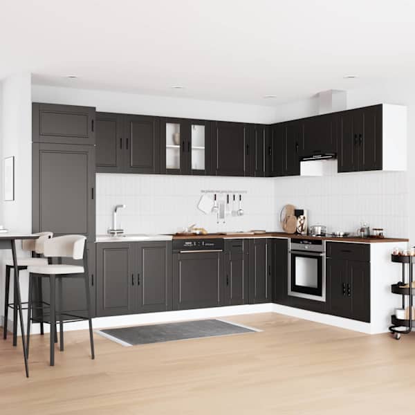 Valamu aluskapp Porto 2 tk Must 80 × 46 × 81,5 cm Tehispuit