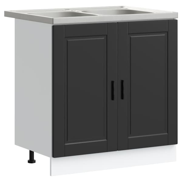 Valamu aluskapp Porto 2 tk Must 80 × 46 × 81,5 cm Tehispuit