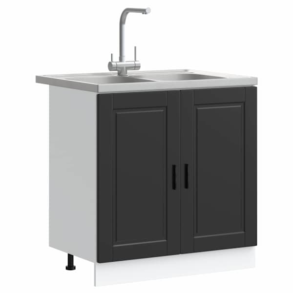 Valamu aluskapp Porto 2 tk Must 80 × 46 × 81,5 cm Tehispuit