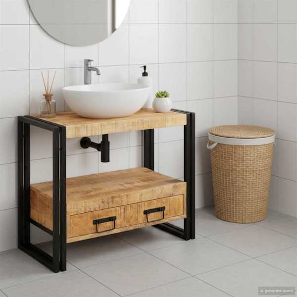 Peegli kapp sahtliga Pruun 71 × 33 × 58 cm Tugev mango puu