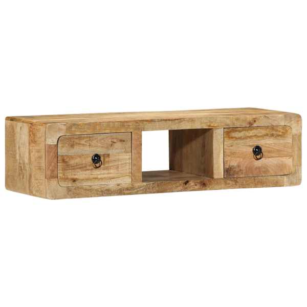 Seinale kinnitatav telerikapp, 100 × 32 × 25 cm, täispuit, töötlemata mangopuu