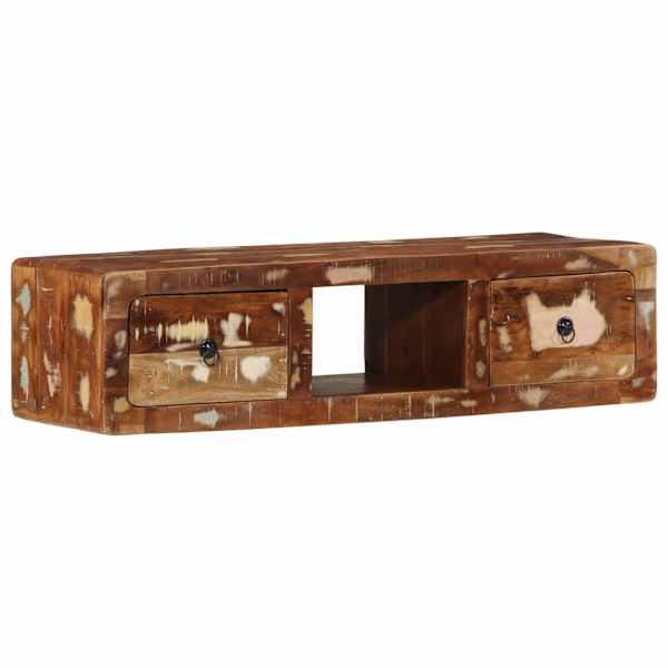 Seinale kinnitatav telerikapp, 100 × 32 × 25 cm, taastatud puit