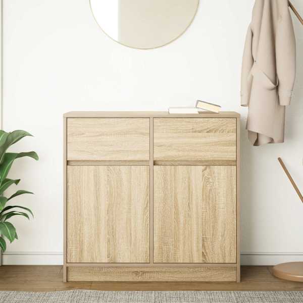 Puhvetkapp sahtliga, sonoma tamm, 80 × 34 × 76 cm, tehispuit
