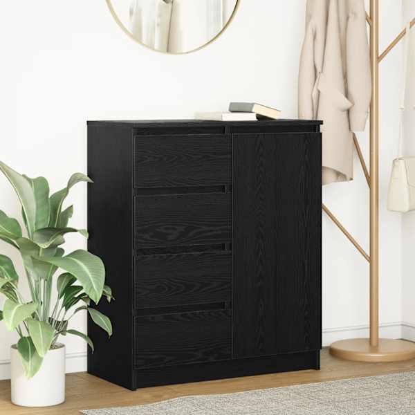 Puhvetkapp sahtlitega, must tamm, 71 × 35 × 84 cm, tehispuit
