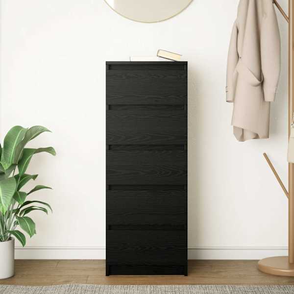 Puhvetkapp sahtlitega, must tamm, 37,5 × 35 × 99 cm, tehispuit