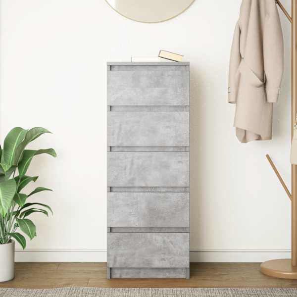 Puhvetkapp sahtlitega, betoonhall, 37,5 × 35 × 99 cm, tehispuit