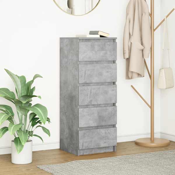 Puhvetkapp sahtlitega, betoonhall, 37,5 × 35 × 99 cm, tehispuit