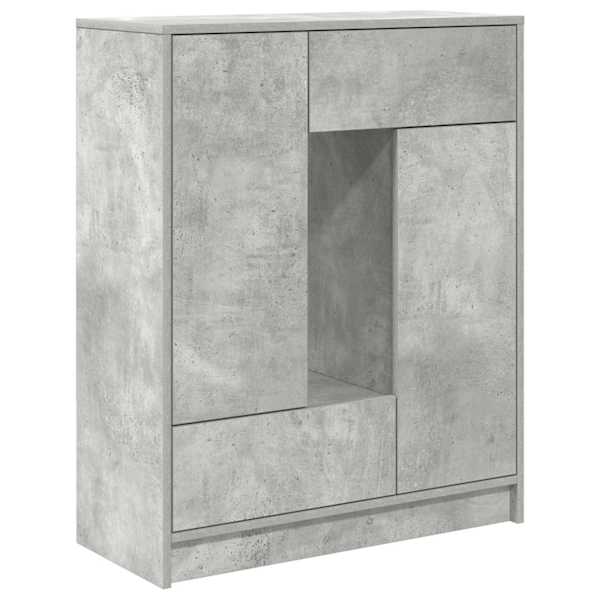 Puhvetkapp sahtlitega ja ustega, betoonhall, 73 × 31 × 90 cm