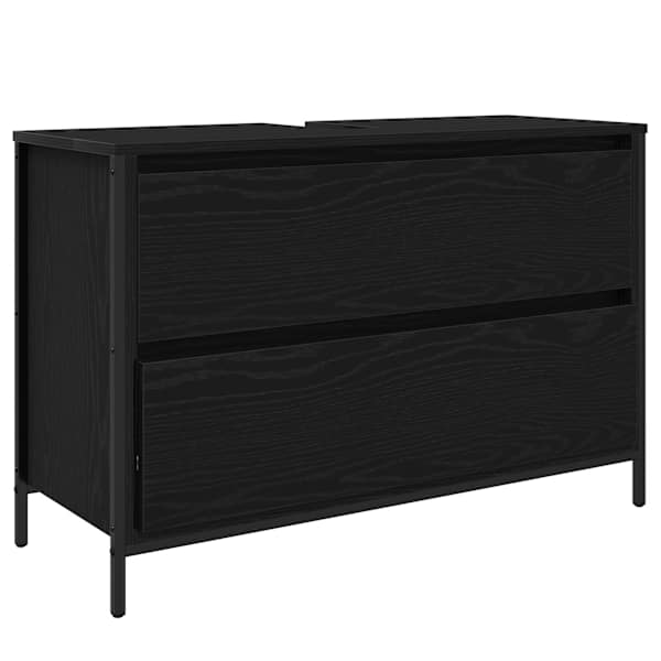 Vannitoa valamukapp sahtlitega must tamm 90 × 34,5 × 60 cm