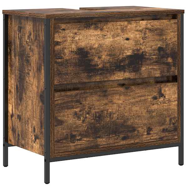 Vannitoa valamukapp sahtlitega must tamm 60 × 34,5 × 60 cm