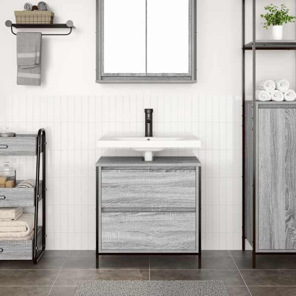 Vannitoa valamukapp sahtlitega sonoma tamm 60 × 34,5 × 60 cm
