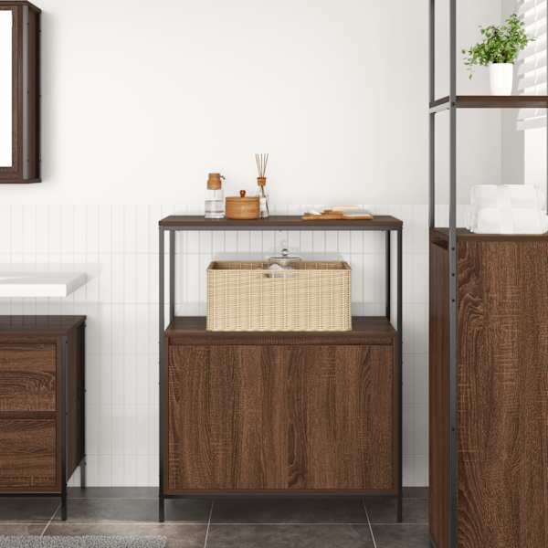 Vannitoa kapp riiulitega pruun tamm 76,5 × 35 × 95 cm