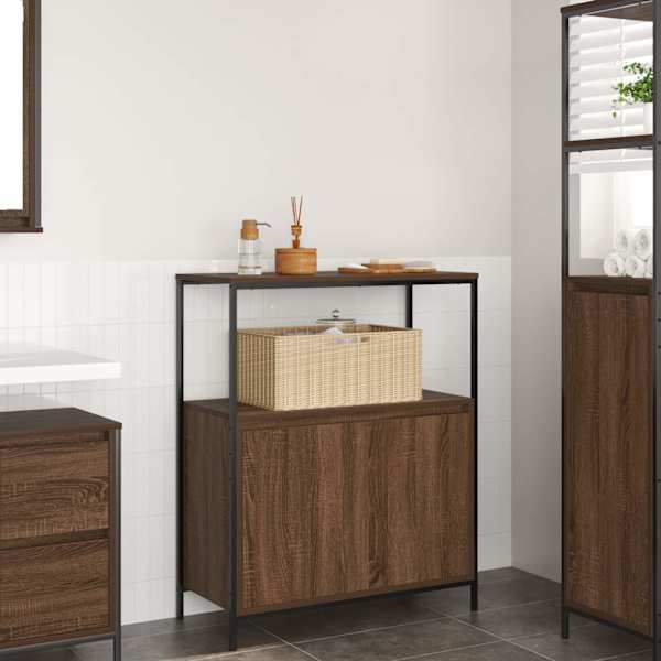 Vannitoa kapp riiulitega pruun tamm 76,5 × 35 × 95 cm