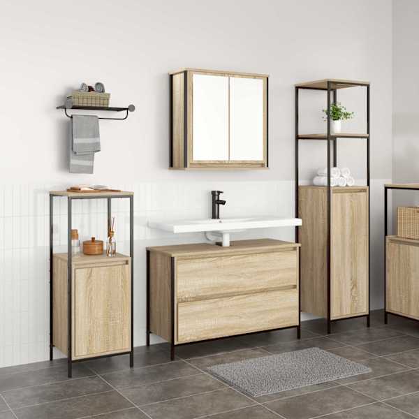 Vannitoa mööbleset 3 tk Sonoma tamm 90 × 34,5 × 60 cm Tehispuit