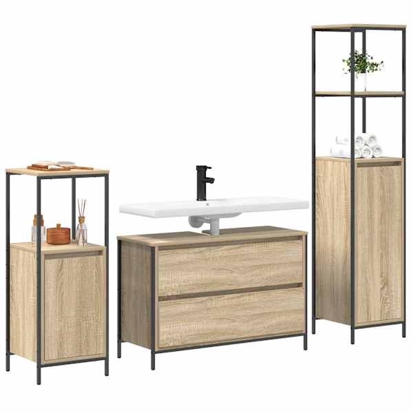 Vannitoa mööbleset 3 tk Sonoma tamm 90 × 34,5 × 60 cm Tehispuit