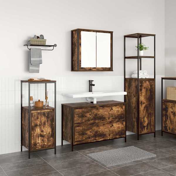 Vannitoa mööbleset 3 tk Suitsetatud tamm 90 × 34,5 × 60 cm