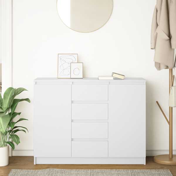 Puhvetkapp sahtlitega, valge, 100,5 × 35 × 76 cm, tehispuit