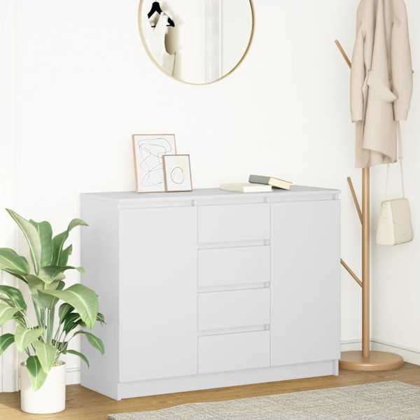 Puhvetkapp sahtlitega, valge, 100,5 × 35 × 76 cm, tehispuit