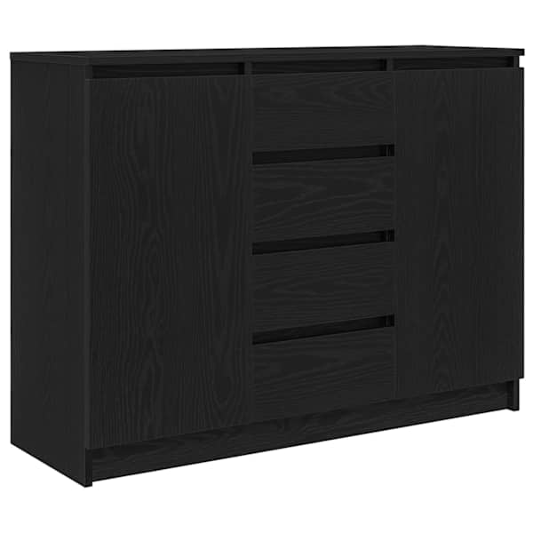 Puhvetkapp sahtlitega, must tamm, 100,5 × 35 × 76 cm, tehispuit