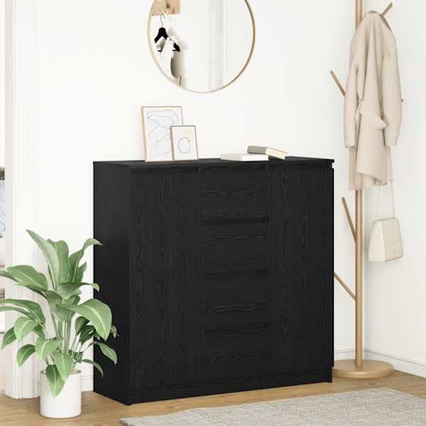 Puhvetkapp sahtlitega, must tamm, 100,5 × 35 × 98,5 cm, tehispuit