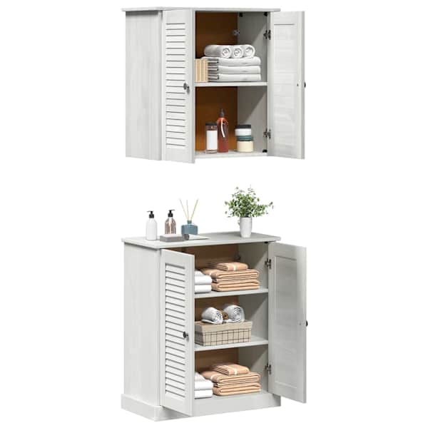 Vannitoa mööbleset 2 tk Valge ja antiikvalge 67,5 × 34 × 80 cm