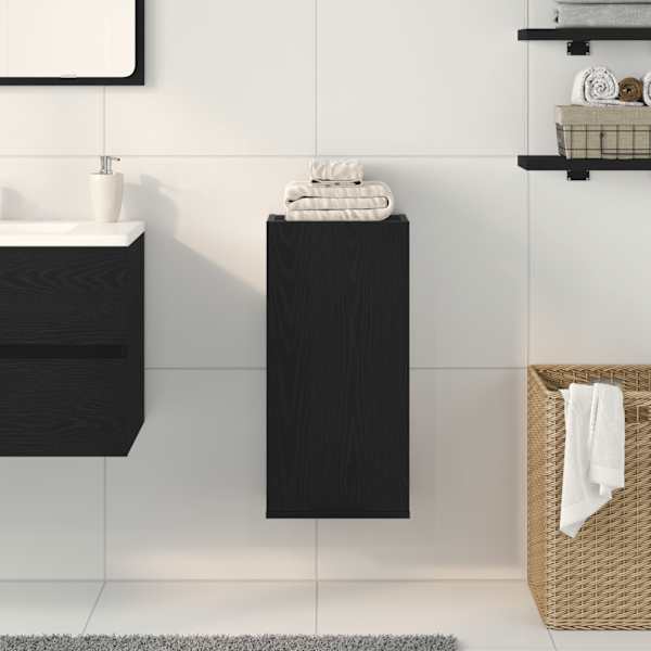 Seinale kinnitatav kapp, must tamm, 32 × 20 × 67 cm, töödeldud puit