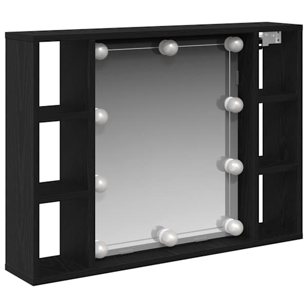 Peeglikapp peeglituledega Must tamm 76 × 15 × 55 cm Tehispuit