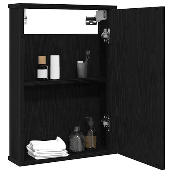 Vannitoa peegelkapp, must tamm, 42 × 12 × 60 cm, tehispuit