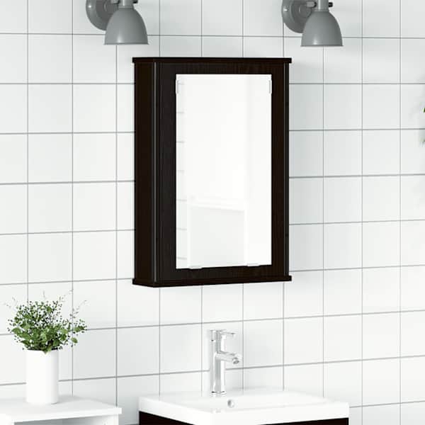 Vannitoa peegelkapp, must tamm, 42 × 12 × 60 cm, tehispuit