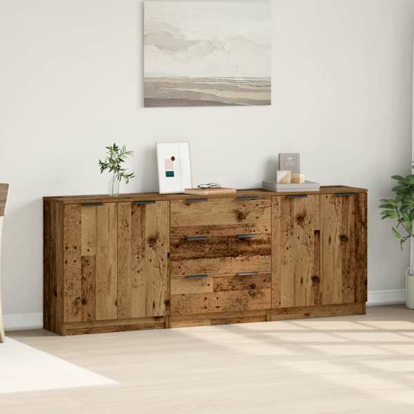 Puhvetkapid 3 tk Vana puit 60 × 30 × 70 cm Engineered Wood