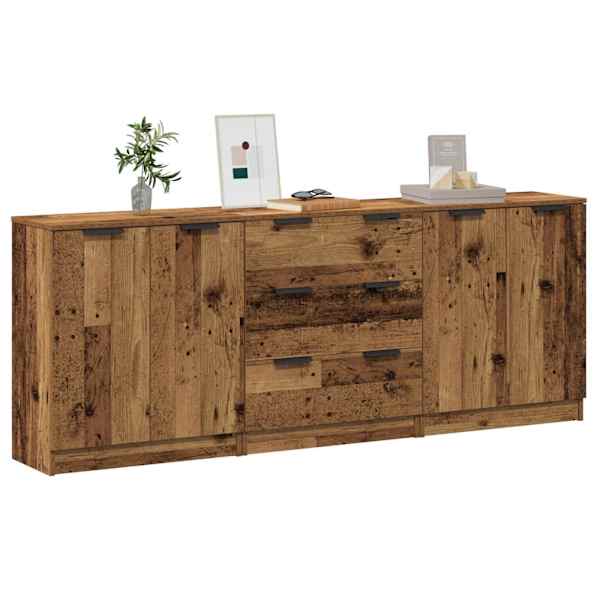 Puhvetkapid 3 tk Vana puit 60 × 30 × 70 cm Engineered Wood