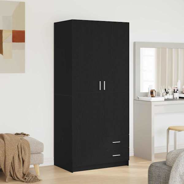 Garderoobikapp Must tamm 80 × 52 × 180 cm Tehispuit