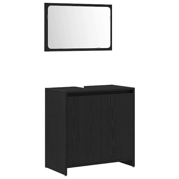 Vannitoa kapp Must tamm 60 × 33 × 60 cm Tehispuit