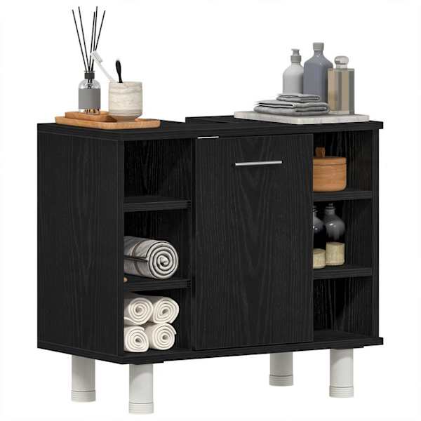 Vannitoa kapp Must tamm 60 × 32 × 54 cm Tehispuit
