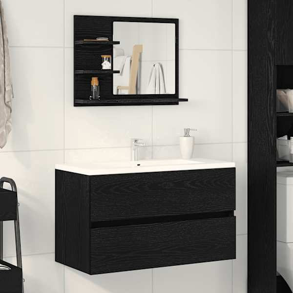 Vannitoapeegel must tamm 60 × 10,5 × 45 cm töödeldud puit