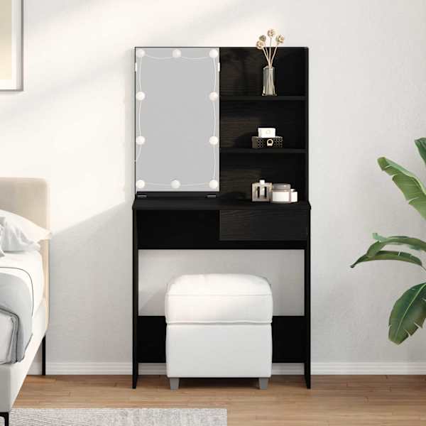 Riietumislaud Must tamm 74,5 × 40 × 141 cm Tehispuit