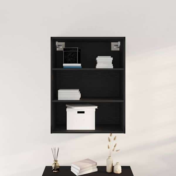 Rippuv seinakapp Must tamm 69,5 × 32,5 × 90 cm Tehispuit