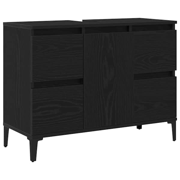 Vannitoa kraanikausi kapp Must tamm 80 × 33 × 60 cm Tehispuit