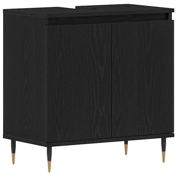 Vannitoa kraanikausi kapp Must tamm 58 × 33 × 60 cm Tehispuit