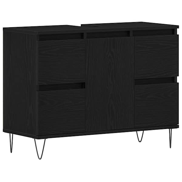 Vannitoa kraanikausi kapp Must tamm 80 × 33 × 60 cm Tehispuit