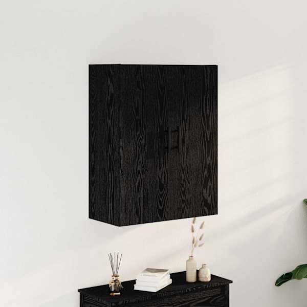 Seinale kinnitatav kapp Must tamm 69,5 × 34 × 90 cm Tehispuit
