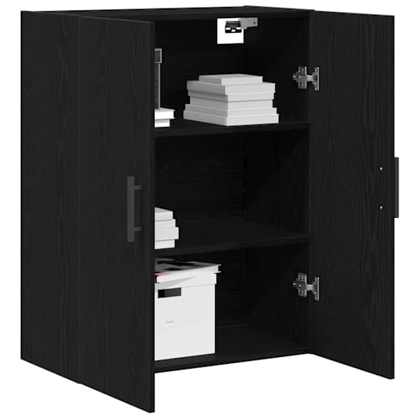 Seinale kinnitatav kapp Must tamm 69,5 × 34 × 90 cm Tehispuit