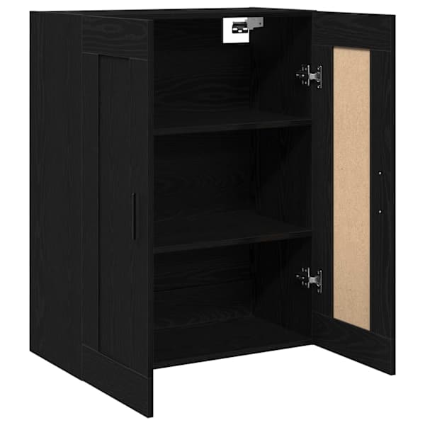 Seinale kinnitatav kapp Must tamm 69,5 × 34 × 90 cm Tehispuit