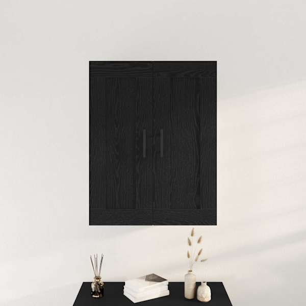 Seinale kinnitatav kapp Must tamm 69,5 × 34 × 90 cm Tehispuit