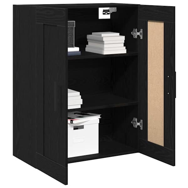 Seinale kinnitatav kapp Must tamm 69,5 × 34 × 90 cm Tehispuit
