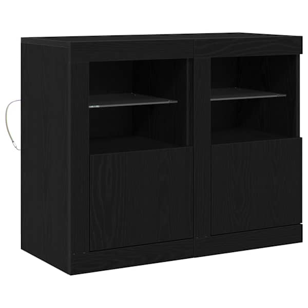 LED Kummuti 2 tk 41 × 37 × 67 cm Tehispuit Must tamm