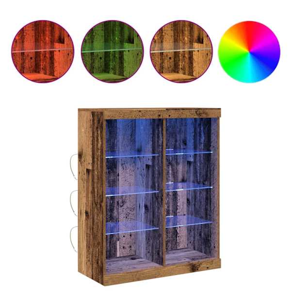 LED Kummuti LED-ribadega Vana puit 81 × 37 × 100 cm Tehispuit