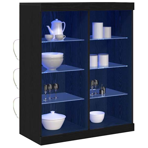 LED Kummuti LED-ribadega Must tamm 81 × 37 × 100 cm Tehispuit