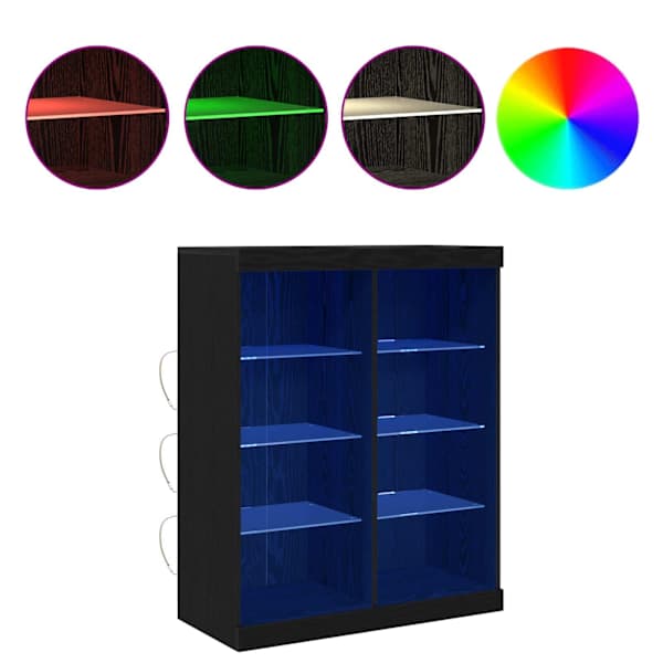 LED Kummuti LED-ribadega Must tamm 81 × 37 × 100 cm Tehispuit
